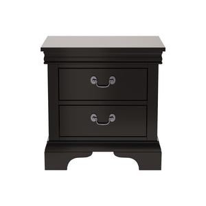 English Elm 22" Classic Wood Nightstand with Crown Molding and Scroll Pulls for Traditional Bedrooms Black B2757P456204