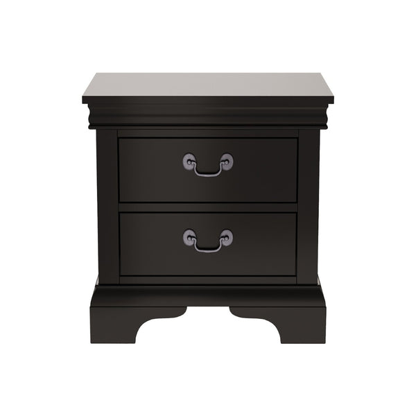 English Elm 22" Classic Wood Nightstand with Crown Molding and Scroll Pulls for Traditional Bedrooms Black B2757P456204