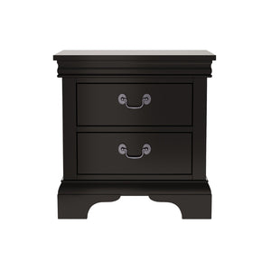 English Elm 22" Classic Wood Nightstand with Crown Molding and Scroll Pulls for Traditional Bedrooms Black B2757P456204