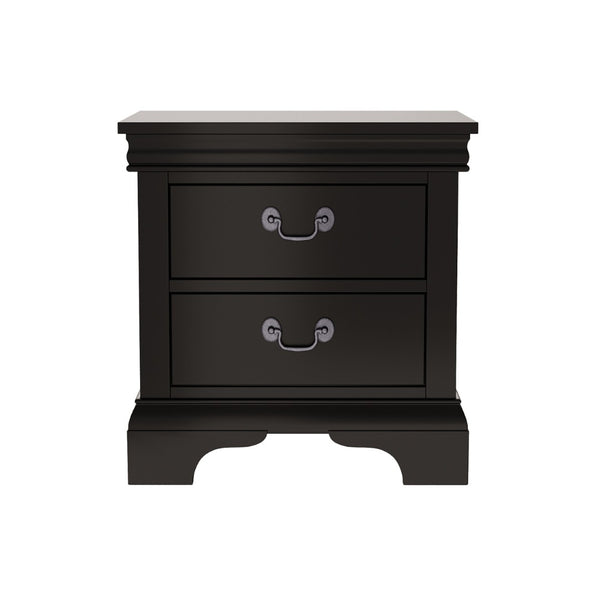 English Elm 22" Classic Wood Nightstand with Crown Molding and Scroll Pulls for Traditional Bedrooms Black B2757P456204