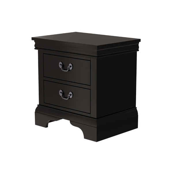 English Elm 22" Classic Wood Nightstand with Crown Molding and Scroll Pulls for Traditional Bedrooms Black B2757P456204