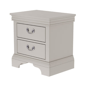 English Elm 22" Classic Wood Nightstand with Crown Molding and Scroll Pulls for Traditional Bedrooms White B2757P456205