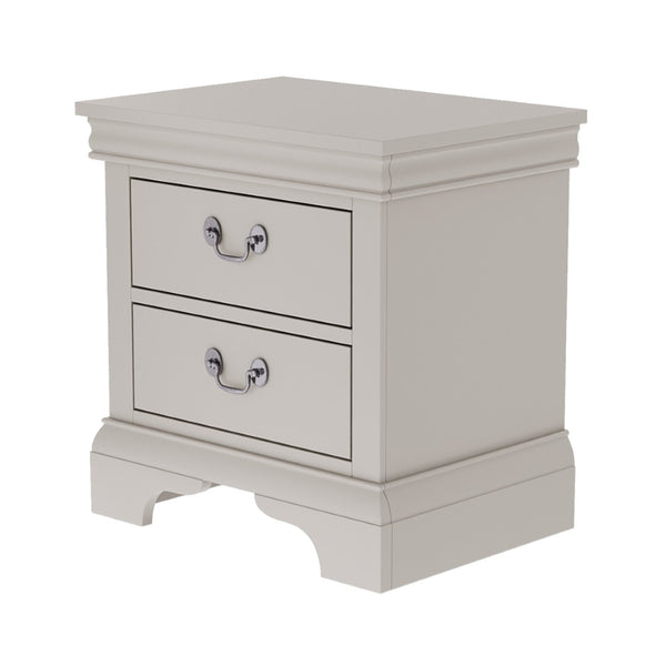 English Elm 22" Classic Wood Nightstand with Crown Molding and Scroll Pulls for Traditional Bedrooms White B2757P456205