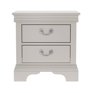 English Elm 22" Classic Wood Nightstand with Crown Molding and Scroll Pulls for Traditional Bedrooms White B2757P456205