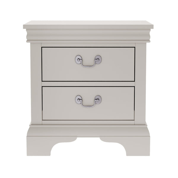 English Elm 22" Classic Wood Nightstand with Crown Molding and Scroll Pulls for Traditional Bedrooms White B2757P456205