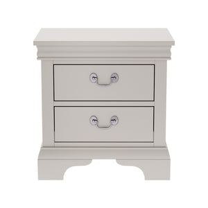 English Elm 22" Classic Wood Nightstand with Crown Molding and Scroll Pulls for Traditional Bedrooms White B2757P456205