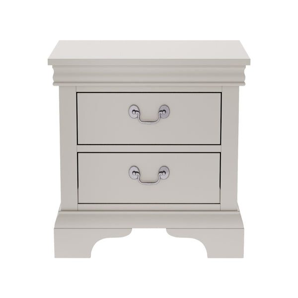 English Elm 22" Classic Wood Nightstand with Crown Molding and Scroll Pulls for Traditional Bedrooms White B2757P456205
