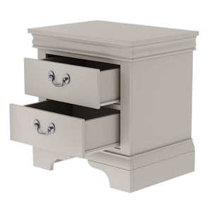 English Elm 22" Classic Wood Nightstand with Crown Molding and Scroll Pulls for Traditional Bedrooms White B2757P456205