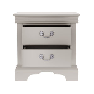 English Elm 22" Classic Wood Nightstand with Crown Molding and Scroll Pulls for Traditional Bedrooms White B2757P456205