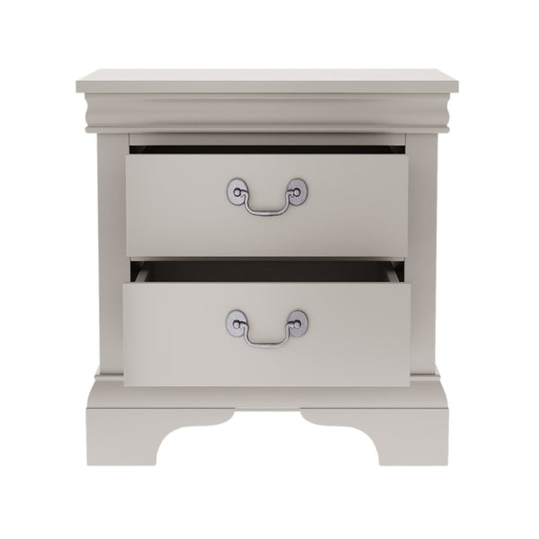 English Elm 22" Classic Wood Nightstand with Crown Molding and Scroll Pulls for Traditional Bedrooms White B2757P456205