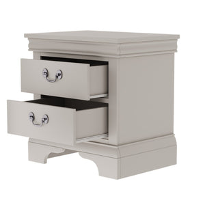 English Elm 22" Classic Wood Nightstand with Crown Molding and Scroll Pulls for Traditional Bedrooms White B2757P456205