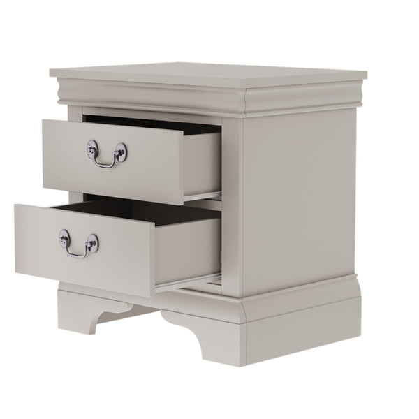 English Elm 22" Classic Wood Nightstand with Crown Molding and Scroll Pulls for Traditional Bedrooms White B2757P456205