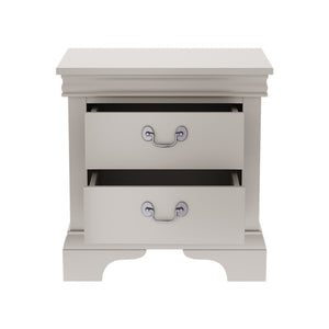 English Elm 22" Classic Wood Nightstand with Crown Molding and Scroll Pulls for Traditional Bedrooms White B2757P456205