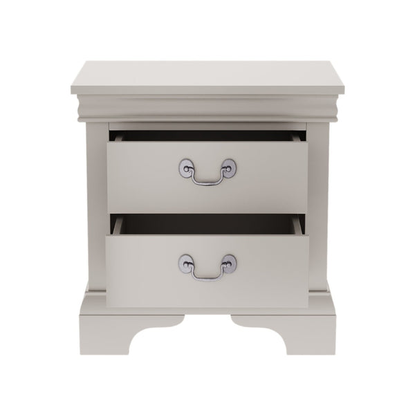 English Elm 22" Classic Wood Nightstand with Crown Molding and Scroll Pulls for Traditional Bedrooms White B2757P456205
