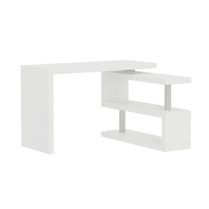 English Elm Modern Swivel Top Office Desk with Open Shelving Glossy White Rotating 47 Inch B2757P458497