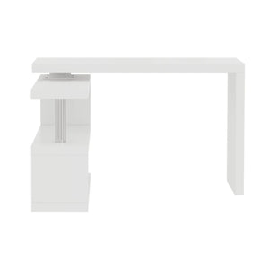 English Elm Modern Swivel Top Office Desk with Open Shelving Glossy White Rotating 47 Inch B2757P458497