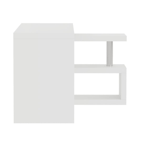 English Elm Modern Swivel Top Office Desk with Open Shelving Glossy White Rotating 47 Inch B2757P458497