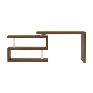 English Elm Modern Walnut Finish Swivel Top Desk with 360 Degree Rotating Surface for Home Office B2757P458498