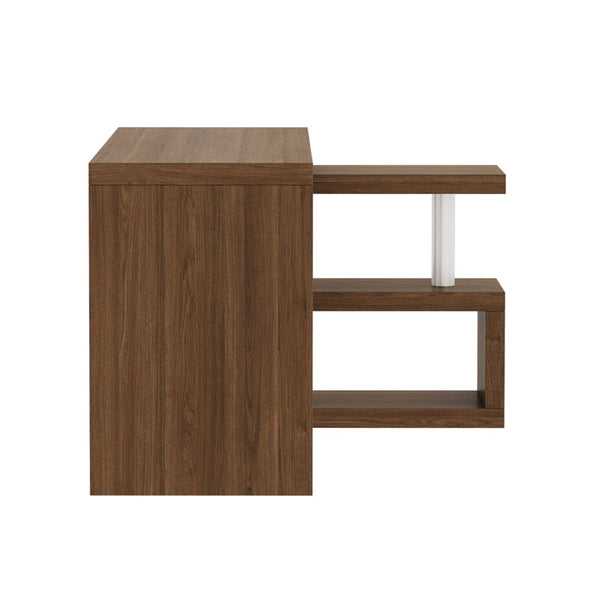 English Elm Modern Walnut Finish Swivel Top Desk with 360 Degree Rotating Surface for Home Office B2757P458498