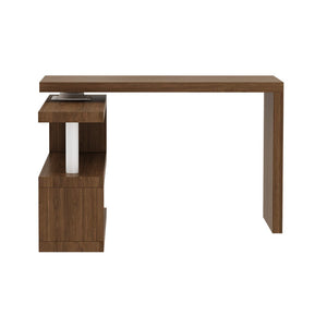 English Elm Modern Walnut Finish Swivel Top Desk with 360 Degree Rotating Surface for Home Office B2757P458498