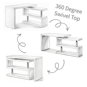 English Elm Modern Walnut Finish Swivel Top Desk with 360 Degree Rotating Surface for Home Office B2757P458498