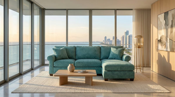 English Elm Irlanda L-shaped Sectional Sofa with Chaise Solid Wood Frame Usa Handcrafted B2761P491309