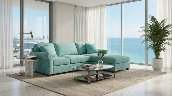 English Elm Irlanda L-shaped Sectional Sofa with Chaise Solid Wood Frame Usa Handcrafted B2761P491309