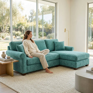 English Elm Irlanda L-shaped Sectional Sofa with Chaise Solid Wood Frame Usa Handcrafted B2761P491309