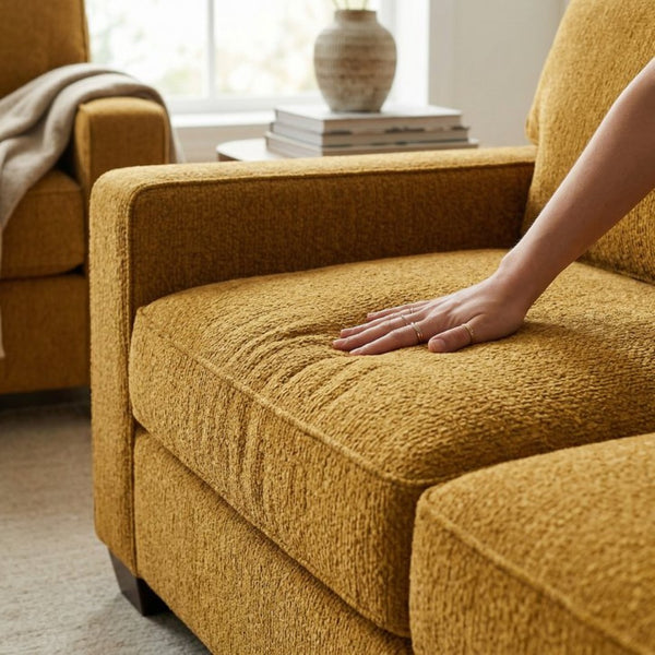 English Elm Clifford Square Arm Sofa Handcrafted in USA with Premium Polyester Upholstery Hepburn Chai Tea Yellow B2761P497739