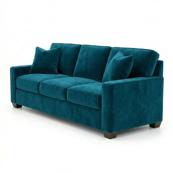 English Elm Clifford Square Arm Sofa Handcrafted in USA with Premium Polyester Upholstery Hepburn Teal B2761P497740