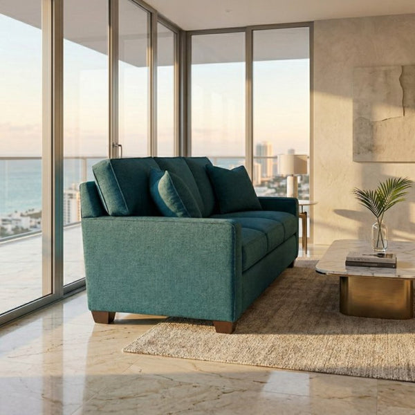 English Elm Clifford Square Arm Sofa Handcrafted in USA with Premium Polyester Upholstery Hepburn Teal B2761P497740