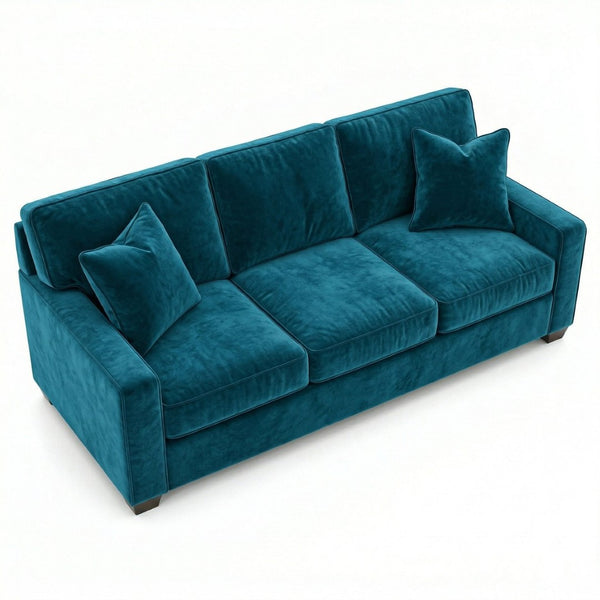 English Elm Clifford Square Arm Sofa Handcrafted in USA with Premium Polyester Upholstery Hepburn Teal B2761P497740