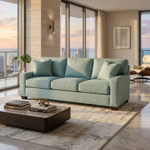 English Elm Clifford Square Arm Sofa Handcrafted in USA with Premium Polyester Upholstery Robin's Egg Seafoam Green B2761P497741