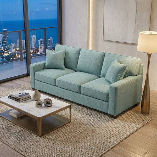 English Elm Clifford Square Arm Sofa Handcrafted in USA with Premium Polyester Upholstery Robin's Egg Seafoam Green B2761P497741