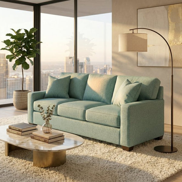 English Elm Clifford Square Arm Sofa Handcrafted in USA with Premium Polyester Upholstery Robin's Egg Seafoam Green B2761P497741