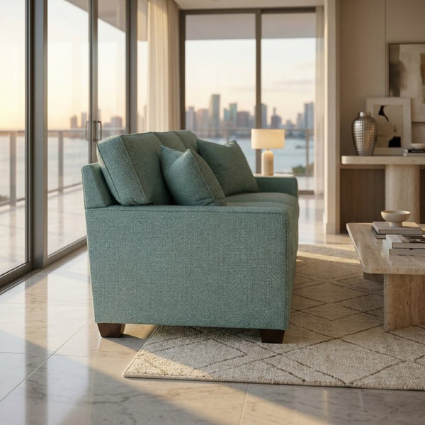 English Elm Clifford Square Arm Sofa Handcrafted in USA with Premium Polyester Upholstery Robin's Egg Seafoam Green B2761P497741