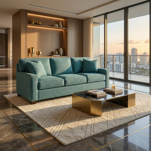 English Elm Clifford Square Arm Sofa Handcrafted in USA with Premium Polyester Upholstery Hepburn Emerald B2761P497742
