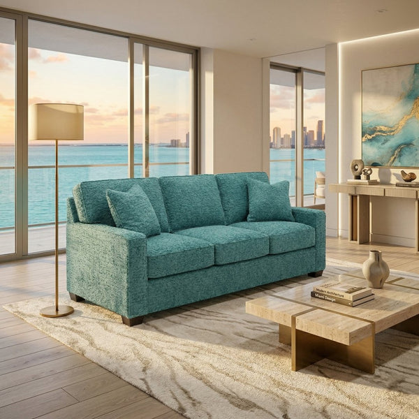 English Elm Clifford Square Arm Sofa Handcrafted in USA with Premium Polyester Upholstery Hepburn Emerald B2761P497742