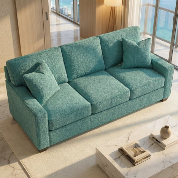 English Elm Clifford Square Arm Sofa Handcrafted in USA with Premium Polyester Upholstery Hepburn Emerald B2761P497742