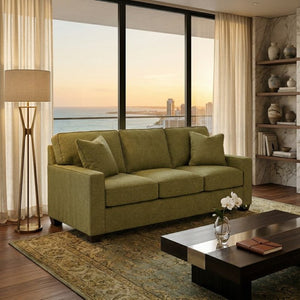 English Elm Clifford Square Arm Sofa Handcrafted in USA with Premium Polyester Upholstery Notion Appletini B2761P497743