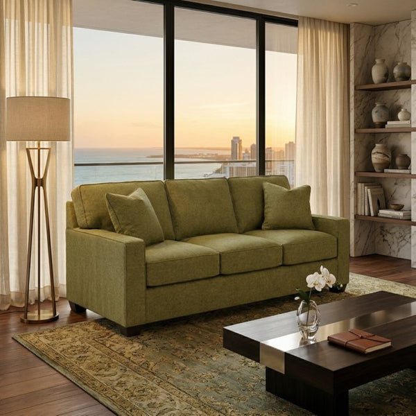 English Elm Clifford Square Arm Sofa Handcrafted in USA with Premium Polyester Upholstery Notion Appletini B2761P497743