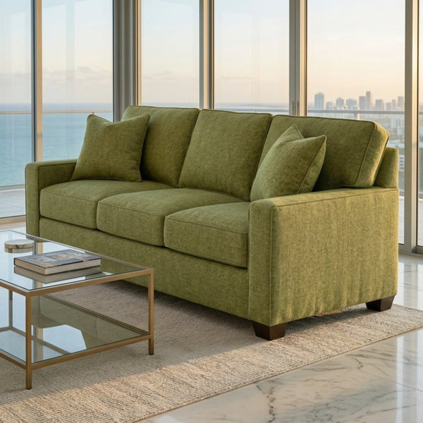 English Elm Clifford Square Arm Sofa Handcrafted in USA with Premium Polyester Upholstery Notion Appletini B2761P497743