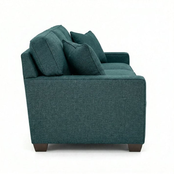 English Elm Clifford Velvet Sofa Handcrafted American Square Arm Living Room Comfort Seating Antique Blue / Peacock Blue / Teal B2761P497744
