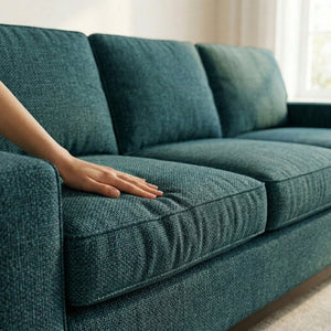 English Elm Clifford Velvet Sofa Handcrafted American Square Arm Living Room Comfort Seating Antique Blue / Peacock Blue / Teal B2761P497744