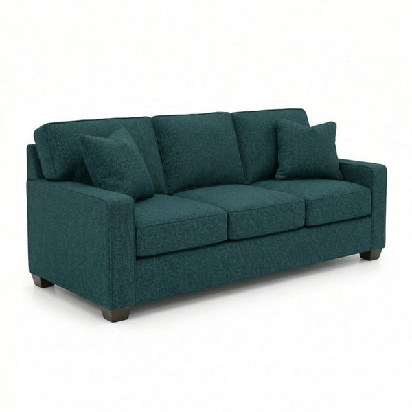 English Elm Clifford Velvet Sofa Handcrafted American Square Arm Living Room Comfort Seating Antique Blue / Peacock Blue / Teal B2761P497744
