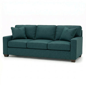 English Elm Clifford Velvet Sofa Handcrafted American Square Arm Living Room Comfort Seating Antique Blue / Peacock Blue / Teal B2761P497744