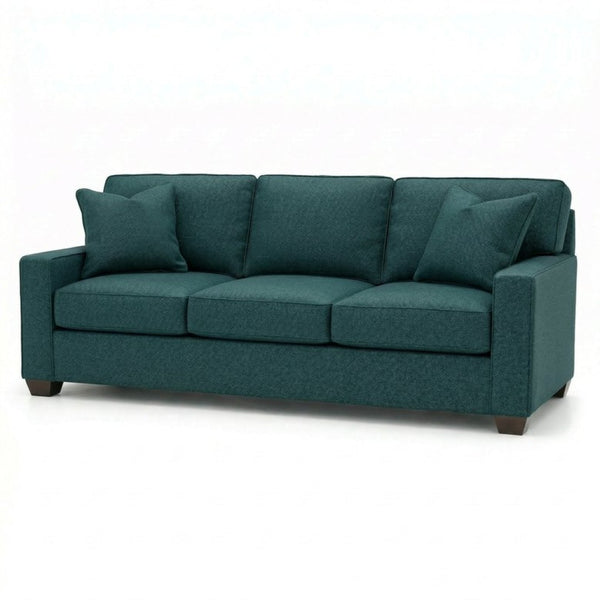 English Elm Clifford Velvet Sofa Handcrafted American Square Arm Living Room Comfort Seating Antique Blue / Peacock Blue / Teal B2761P497744