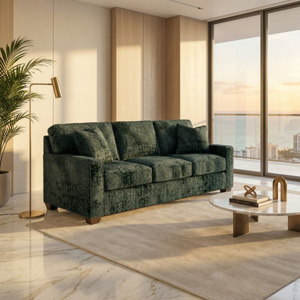 English Elm Clifford Velvet Sofa Handcrafted American Square Arm Living Room Comfort Seating Antique Green / Sage Green B2761P497745