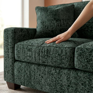 English Elm Clifford Velvet Sofa Handcrafted American Square Arm Living Room Comfort Seating Antique Green / Sage Green B2761P497745