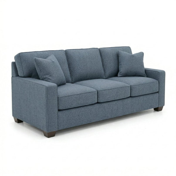 English Elm Clifford Square Arm Sofa Handcrafted in USA with Premium Polyester Upholstery Leslie Peacock Slate Blue B2761P498113